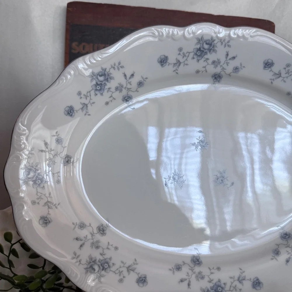 Johann Haviland Blue Garland Oval Serving Platter 13 Inch Bavaria  Fine China
